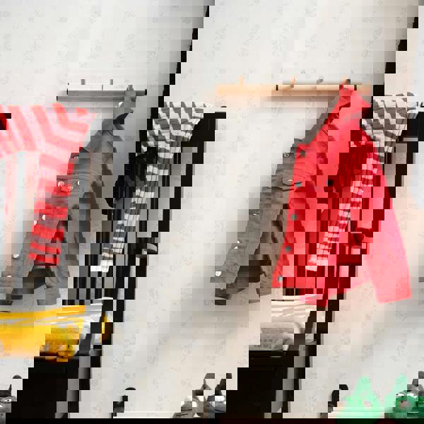 BESLAGSBODEN Triple Hook Coat Rack in Matt Black/Beech Wood, Width 330mm