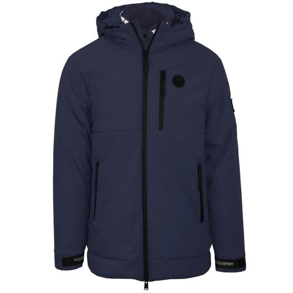 Plein Sport Padded Small Circular Logo Branded Jacket - Navy Blue