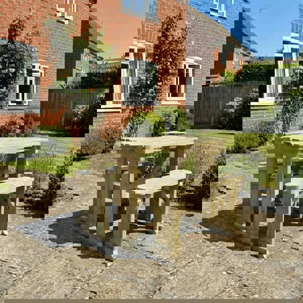 Arbor Garden Solutions Yews Rounded Space Saving Picnic Table and Benches Set