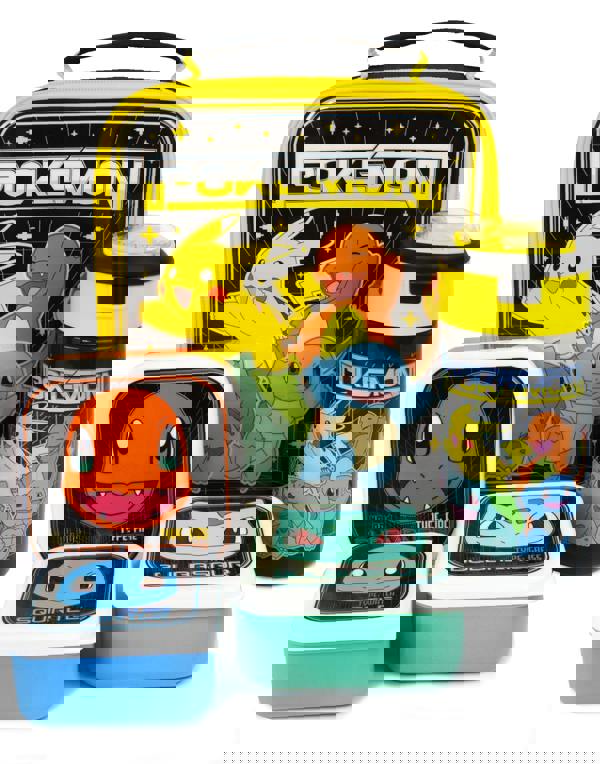 Pokemon Unisex Kids Multicoloured Pikachu & Squirtle Lunch Bag, Lunch Box and Bottle Set (One Size)