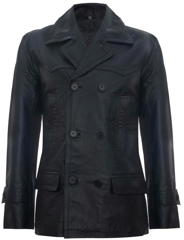 Infinity Leather Mens Cowhide Leather Peacoat-Krakaw
