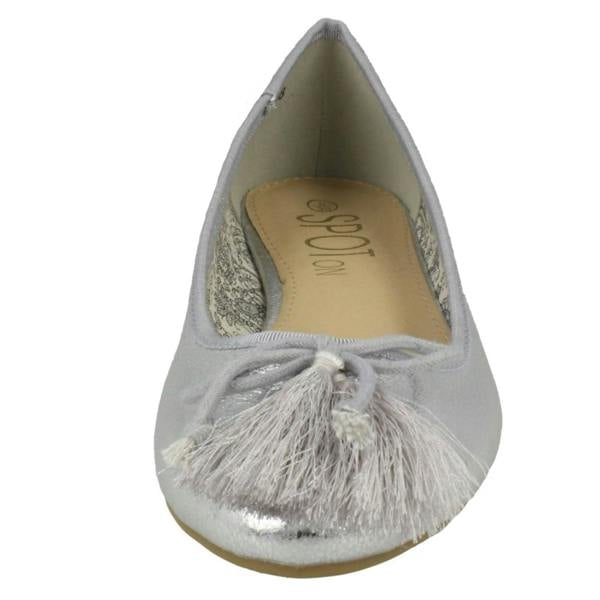 Spot On Ladies Spot On Flat Ballerinas With Tassel Bow Trim
