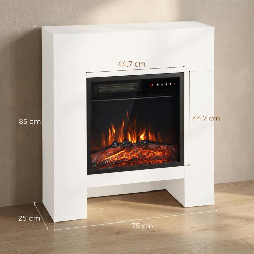 HOMCOM Freestanding Electric Fireplace Suite, Open Shelf, 30", 900W/1800W