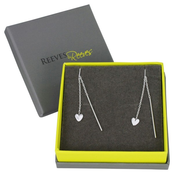 Sterling Silver Falling Cupid Heart Earrings - Reeves & Reeves