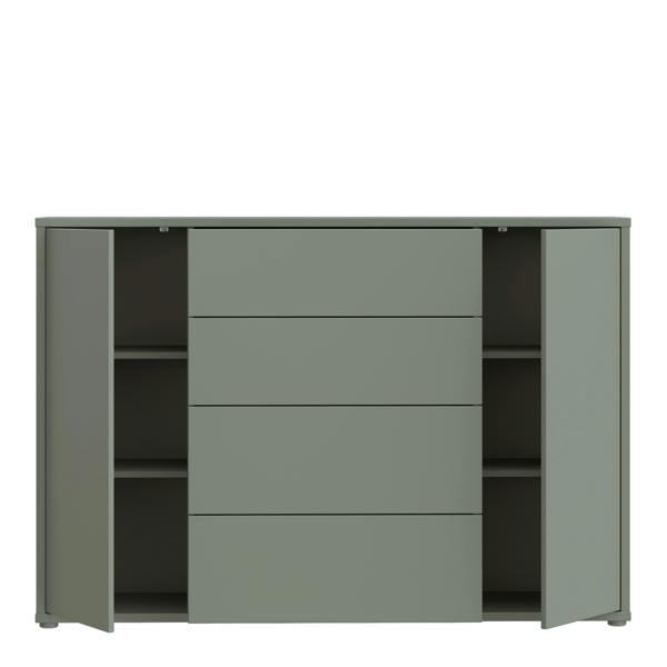 Furniture To Go Alice Springs Wide Sideboard with 4 Drawers & 2 Doors with Push-to-Open in Sage Green