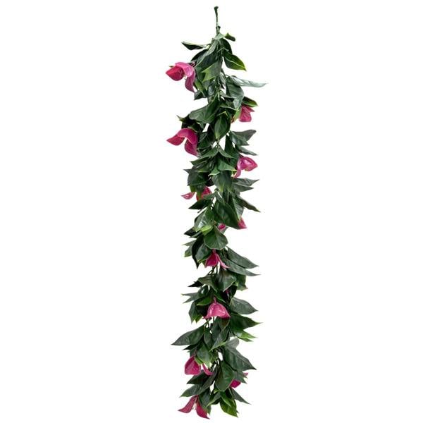 Artificial Red Bougainvillea Hanging Vine 65cm - Evergreenery