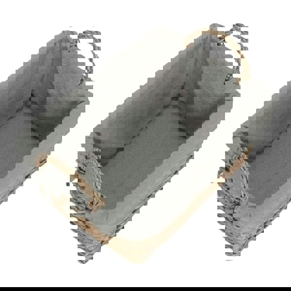 Wicker Antique Wash Finish Handled Grey Cotton Lining Storage Basket