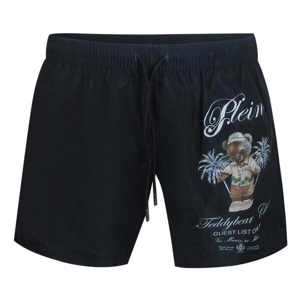 Philipp Plein Teddy Bear Club Logo Medium Boardshort Black Swim Shorts L