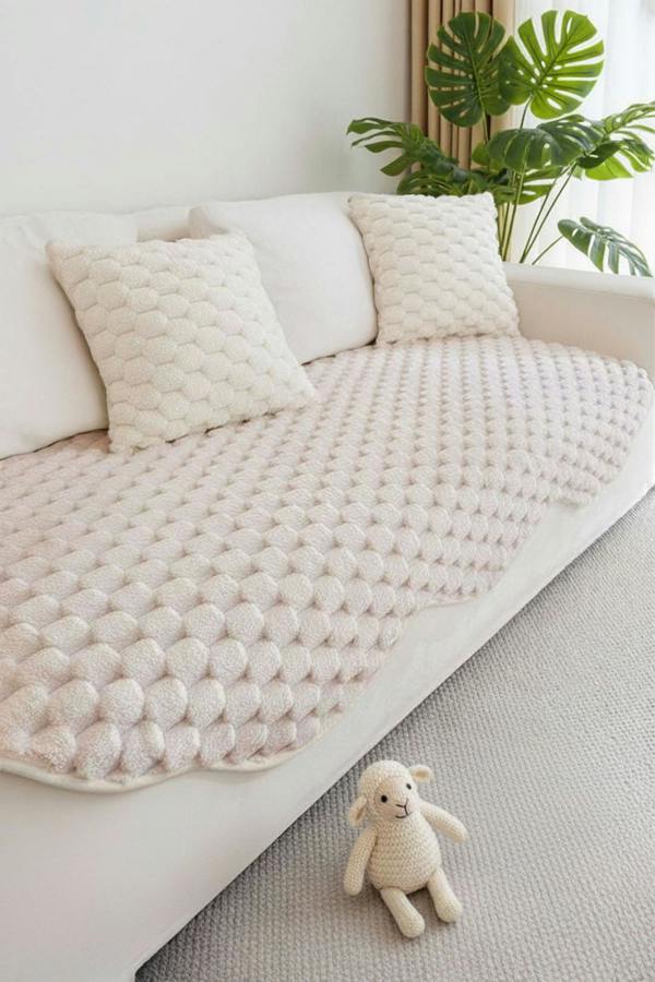 Living and Home Non-Slip Faux Plush Sofa Protector