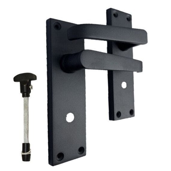 EDH Door Hardware Victorian Straight Matt Black Bathroom Interior Door Handles+Bathroom SASH Lock2