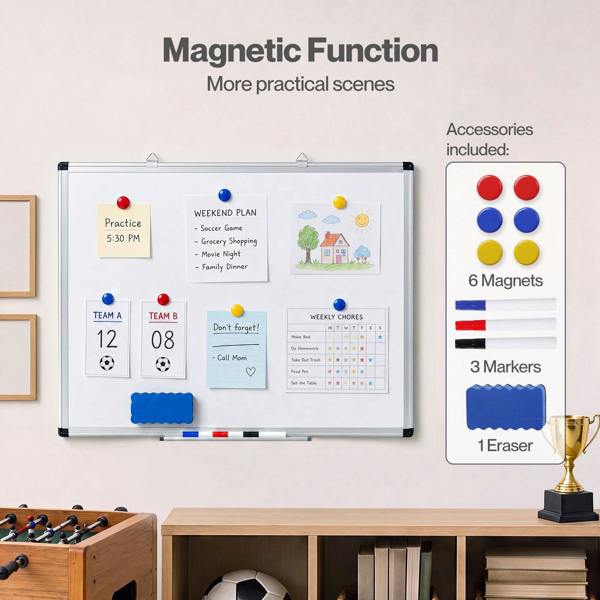 Levede Magnetic Whiteboard Adjustable Wall Mounted Dry Erase Office White