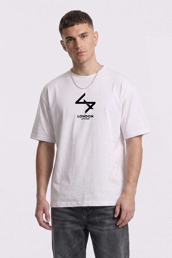 London Attitude Push Your Limits Oversized Heavyweight T-Shirt in Black Print