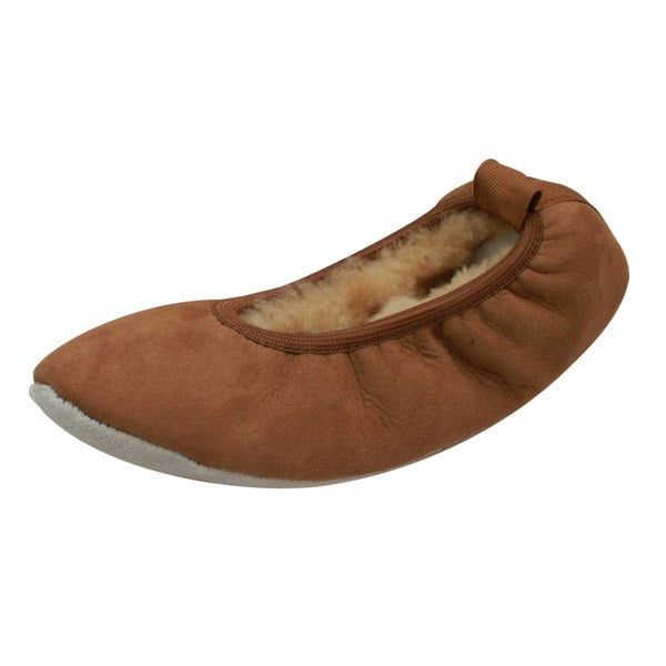 Eastern Counties Leather Womens/Ladies Sheepskin Lined Ballerina Slippers - Chestnut