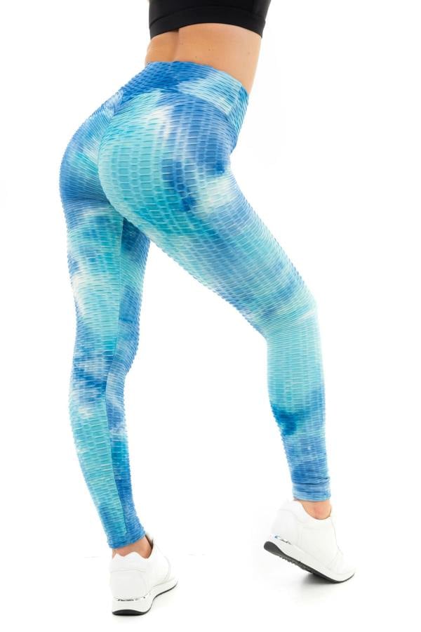 Smart Living Women's High Rise Tie Dye Honeycomb Waffle Leggings - Blue