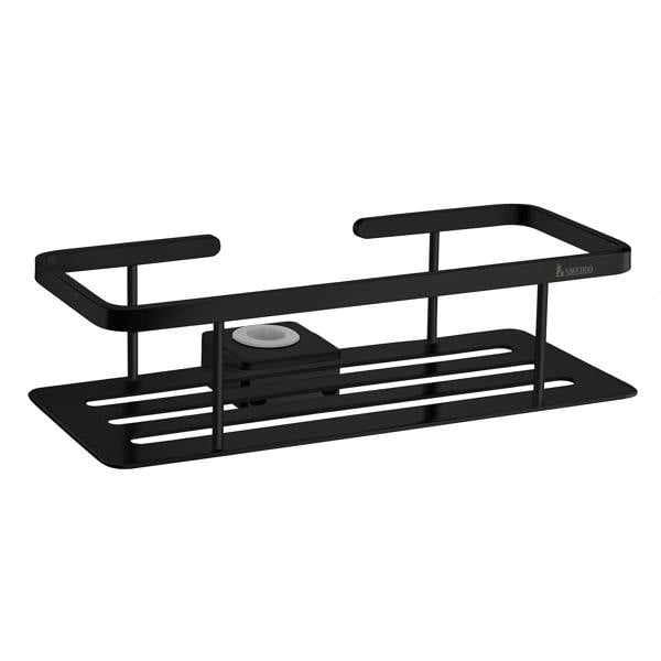 Matt black shower basket for shower riser rail