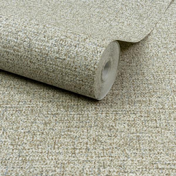 Grandeco Boutique Mysore Twill Plain Fabric Luxury Weight Embossed Wallpaper, Neutral with blue