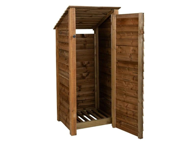 Arbor Garden Solutions Wooden Log Store with Door (Roof Sloping Back) W-79cm, H-126cm or 180cm, D-88cm - Brown Finish