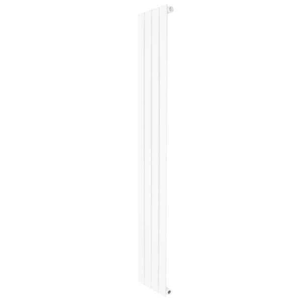 Flat single column radiator in white, measuring 1600 x 280mm, featuring a sleek, modern design with smooth vertical lines and a minimalist finish