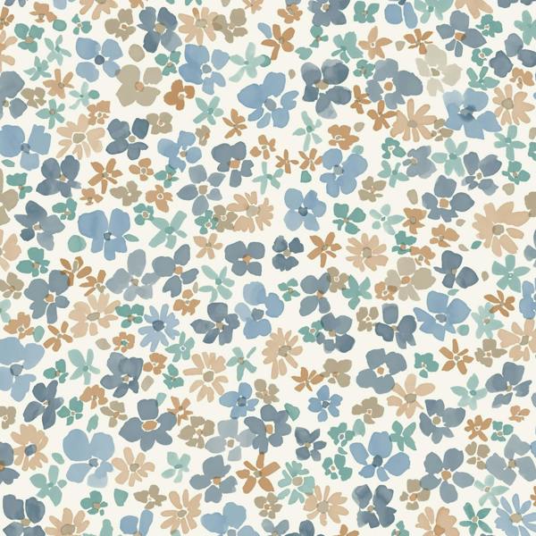 Grandeco Veronica Ditsy Daisy Floral Nursery Textured Wallpaper, Blue
