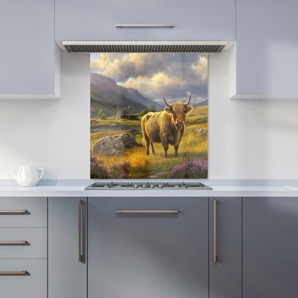 Warren Reed - Designer Springtime Highland Cow Kitchen Splashback