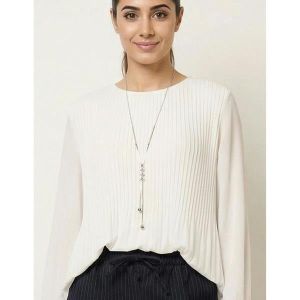 Blue Vanilla Long Sleeve Pleated Top