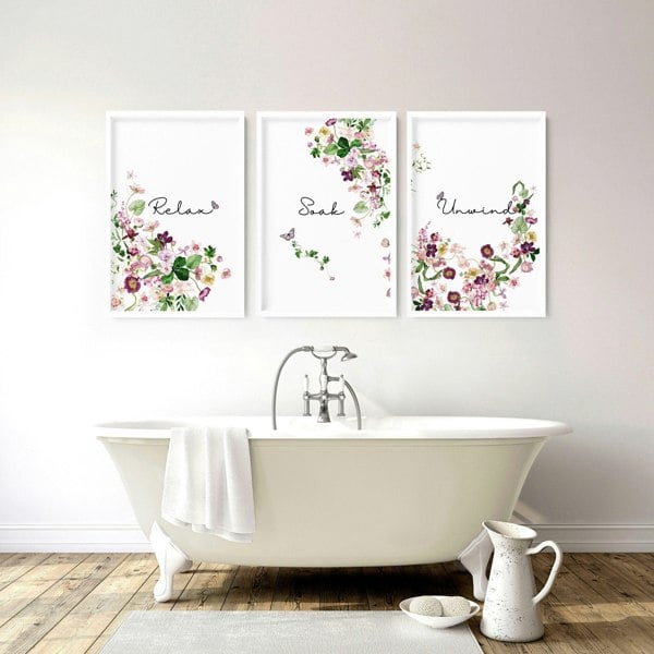 French style country bathrooms | Set of 3 framed wall art