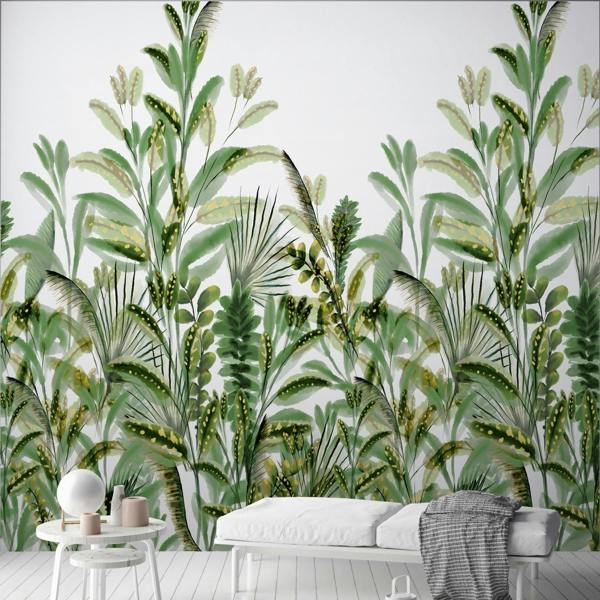 Grandeco Rainforest Leaves 3 lane repeatable Textured Mural, 1.59 x 2.8m