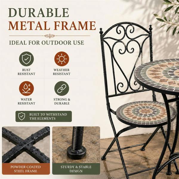 60cm Marrakech Mosaic Bistro Set image 4
