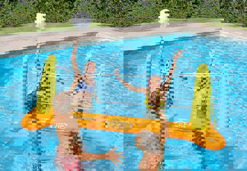 Pool Volleyball Game Set & Floating Hoop Game -Water Sports Fun for All Ages