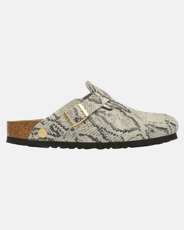 Birkenstock Boston Rivet Logo Womens Clogs - Snake Oyster