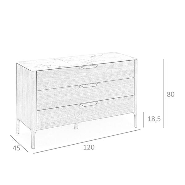 Angel Cerdá Walnut Chest of Drawers With Marble-effect Glass Top 7044