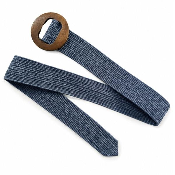 Solis Accessories Chunky Rattan Stretch Belt with Wooden Buckle