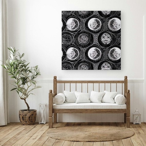 Warren Reed Black White Moon and Sun Canvas