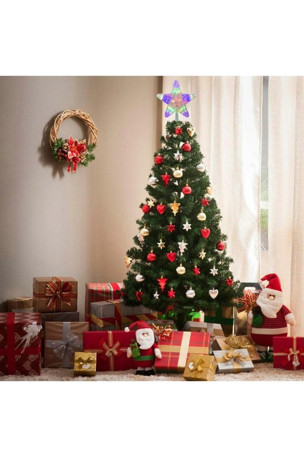 Living and Home 9.45in Christmas LED Star Tree Topper Colorful Flash Xmas Tree Decoration