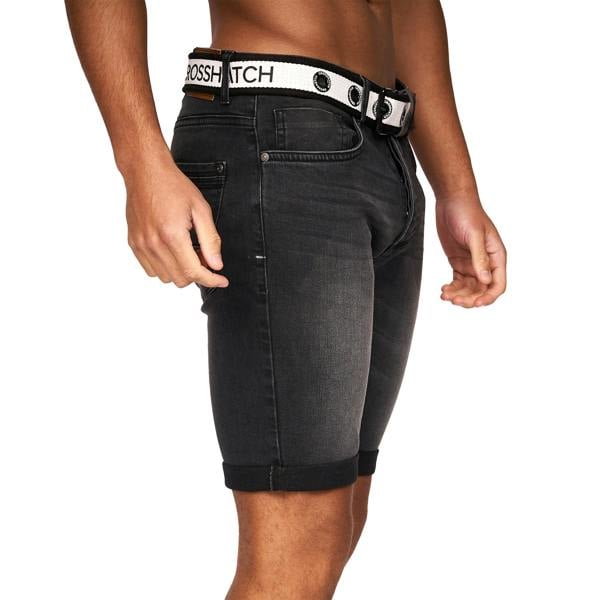 Crosshatch Mens Reestier Denim Shorts - Black - 