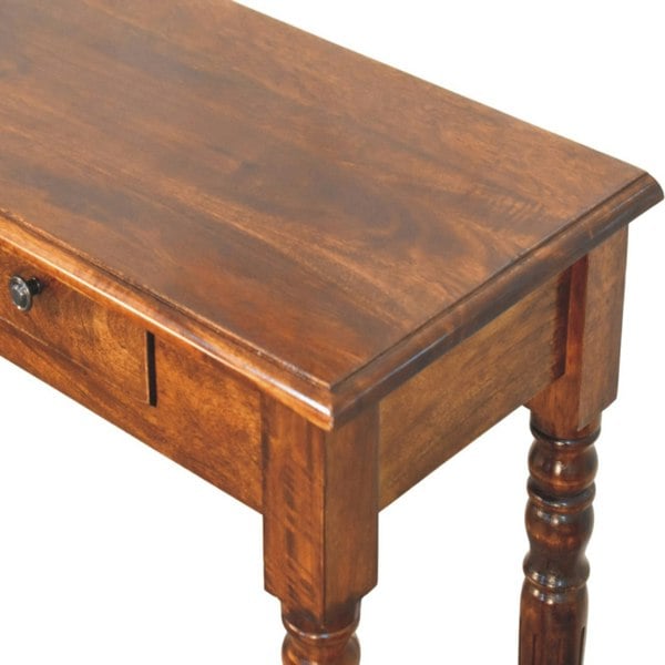 Artisan Furniture Solid Wood Turned Legs 3 Drawer Chestnut Console