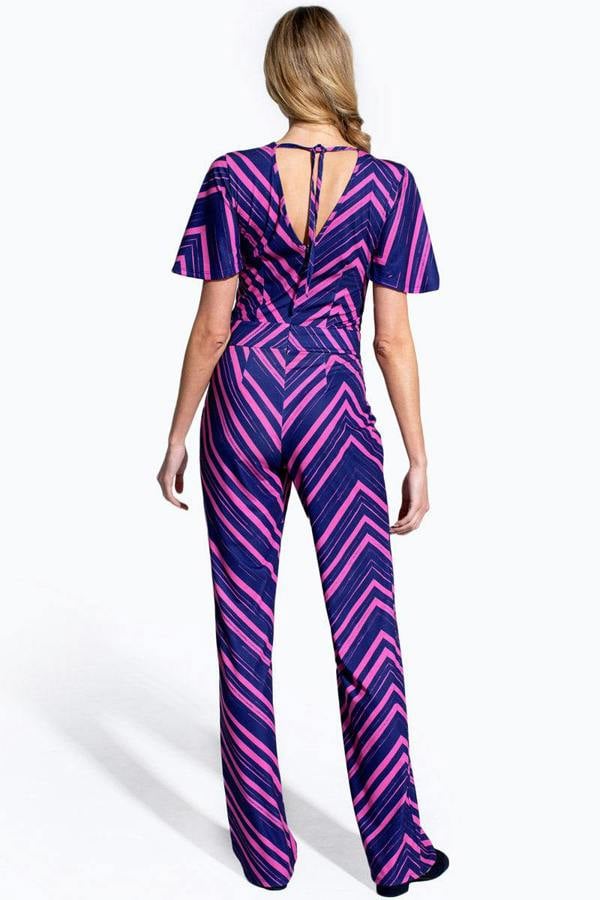 HotSquash Straight Leg Jumpsuit with V-neck and Flare Sleeves