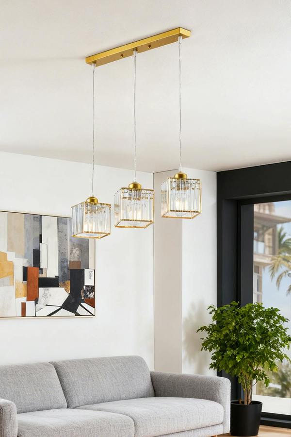 Living and Home 3-Light Crystal Ceiling Pendant Light Chandelier