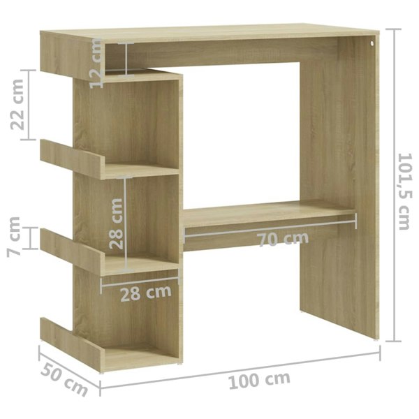 Berkfield Bar Table with Storage Rack Sonoma Oak 100x50x101.5 cm Engineered Wood