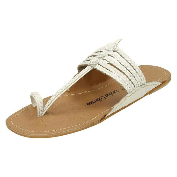 Leather Collection Ladies Leather Collection Flat Toeloop Braided Sandals F00077