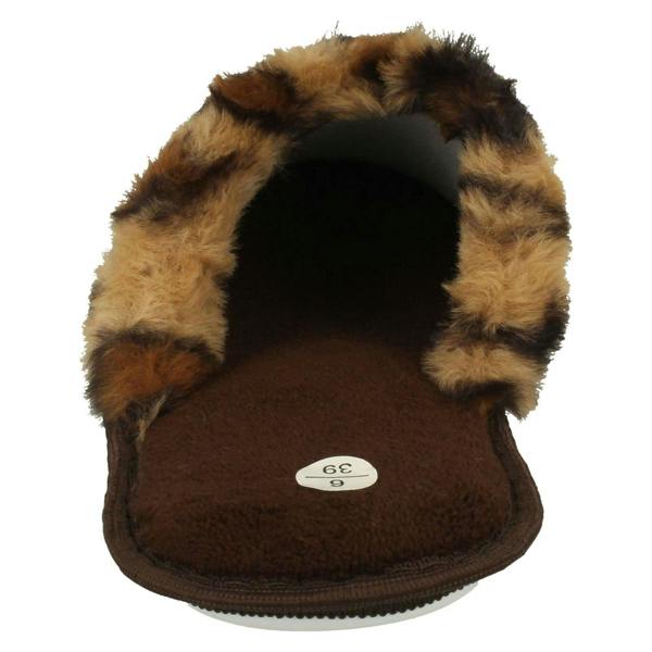Spot On Ladies Spot On Leopard Detailed Mule Slippers X2114