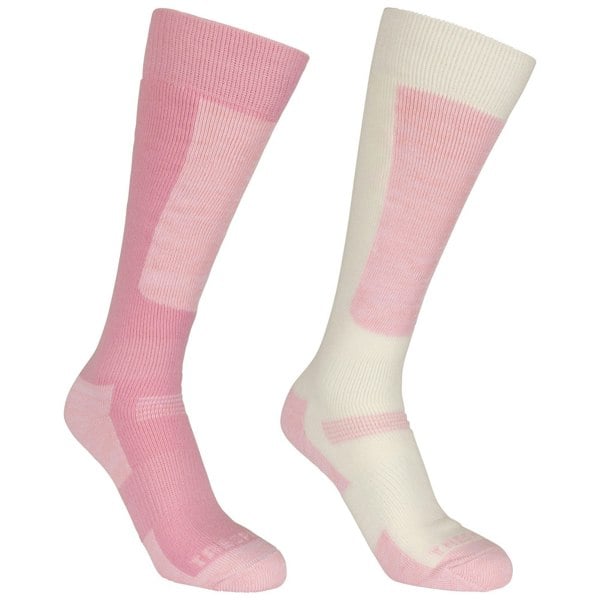 Trespass Childrens/Kids Convex Ski Socks (Pack of 2) - Candy Pink/Off White