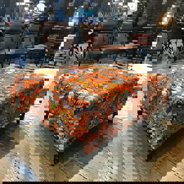 Square handmade buttoned storage footstool UK
