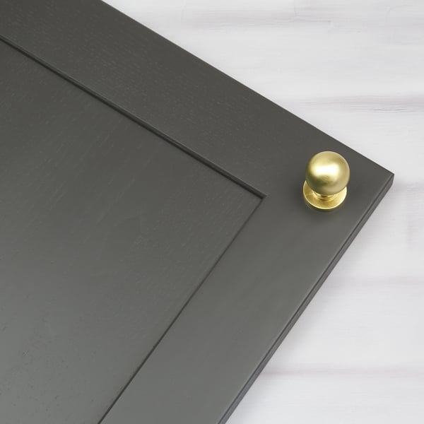 Handle & Home Brushed Brass Coordinating Tapered Handle, Cup Handle, and Coordinating Knob