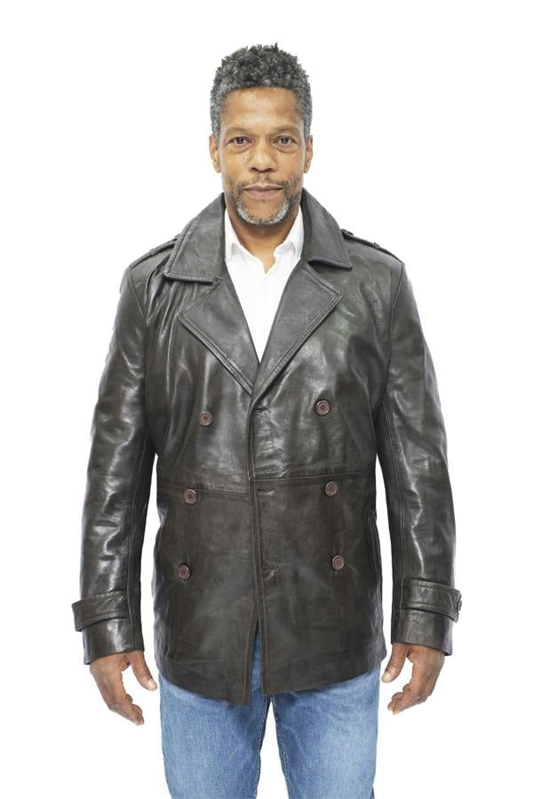 Infinity Leather Mens Leather Peacoat-Amara
