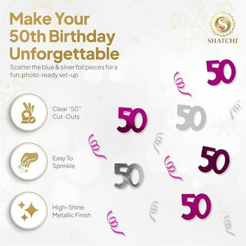 50th Birthday Pink and Silver Foil Confetti Pack for Table Decoration and Party Styling image 4