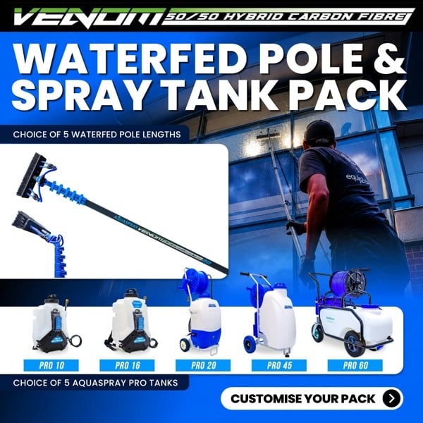 Equip2clean Aquaspray® Venom 50/50 Hybrid Water-Fed Pole & Spray Tank Pack | 18ft–30ft