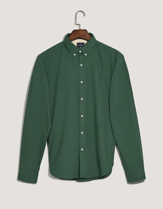 Men's Dark Green Long Sleeve Button Down Casual Shirt