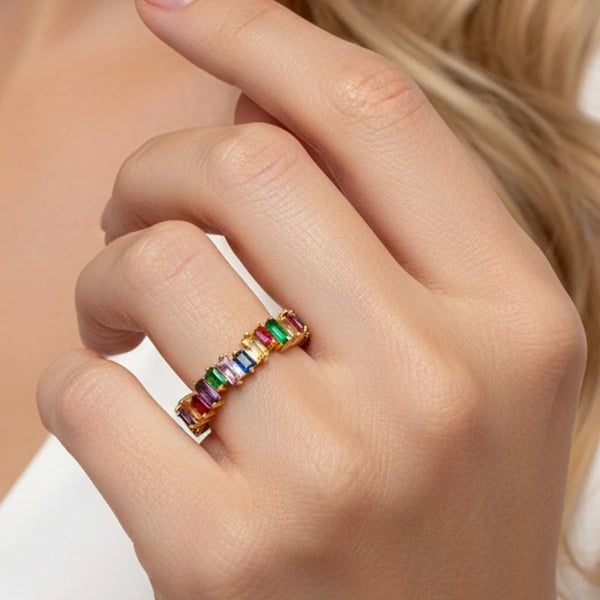 MUCHV Rainbow Baguette Ring