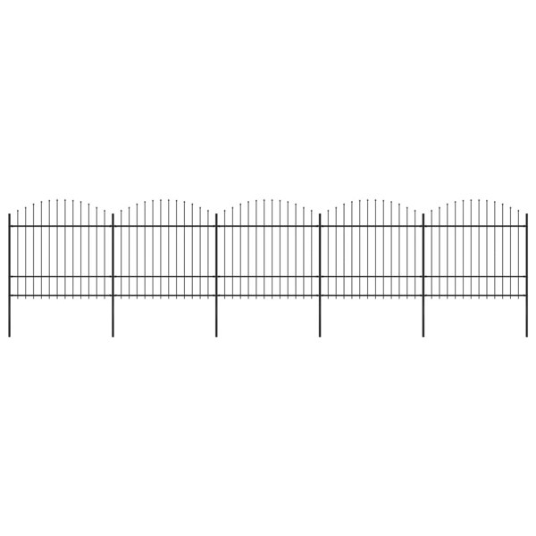 Berkfield Garden Fence with Spear Top Steel (1.5-1.75)x8.5 m Black